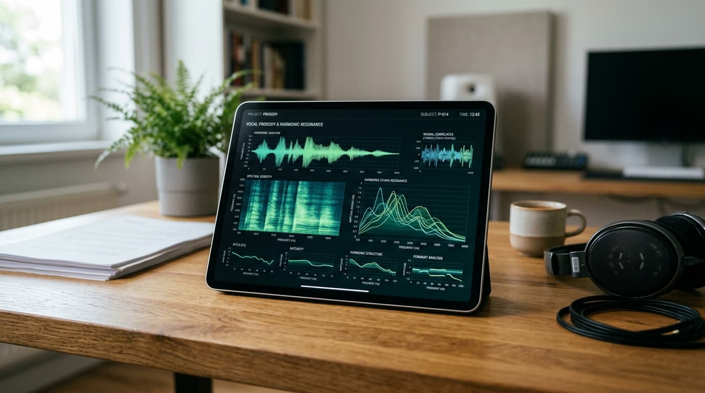 Vocal prosody and harmonic resonance spectrogram visualization