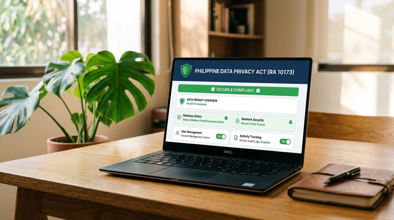 Philippine Data Privacy Act compliance and database field encryption dashboard